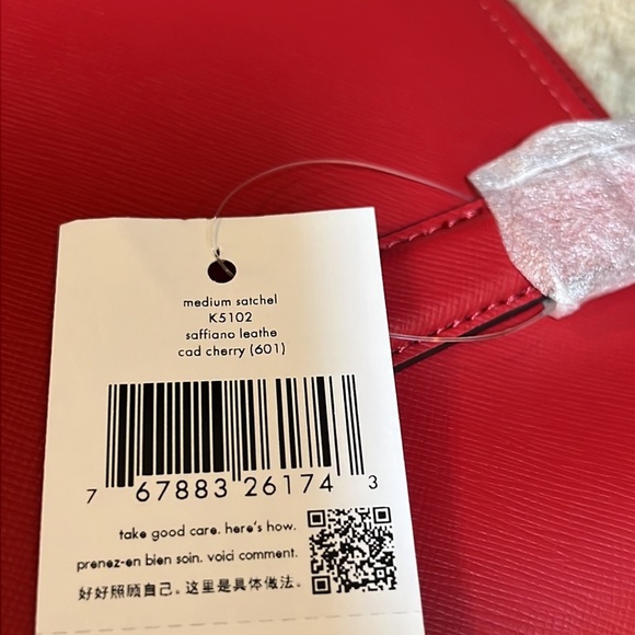 New! Kate spade candied cherry saffiano leather medium satchel. - Picture 12 of 13